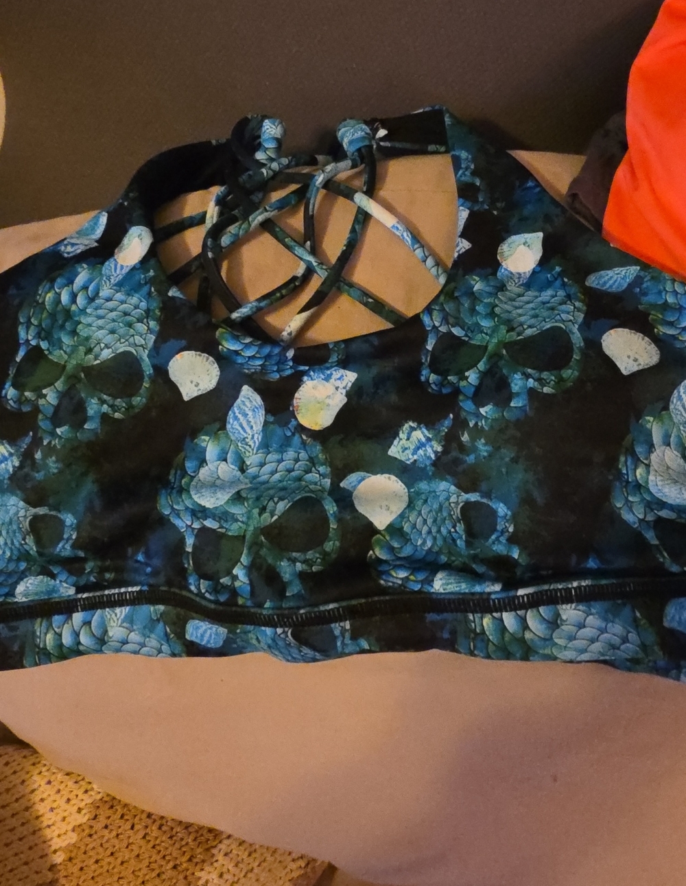 Constantly Varied Gear Blue and Black Skull-Scale Women's Sports Bra